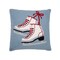 Pair Ice Skates on Gray Background Hooked Pillow Accent Pillow 18" x 18"